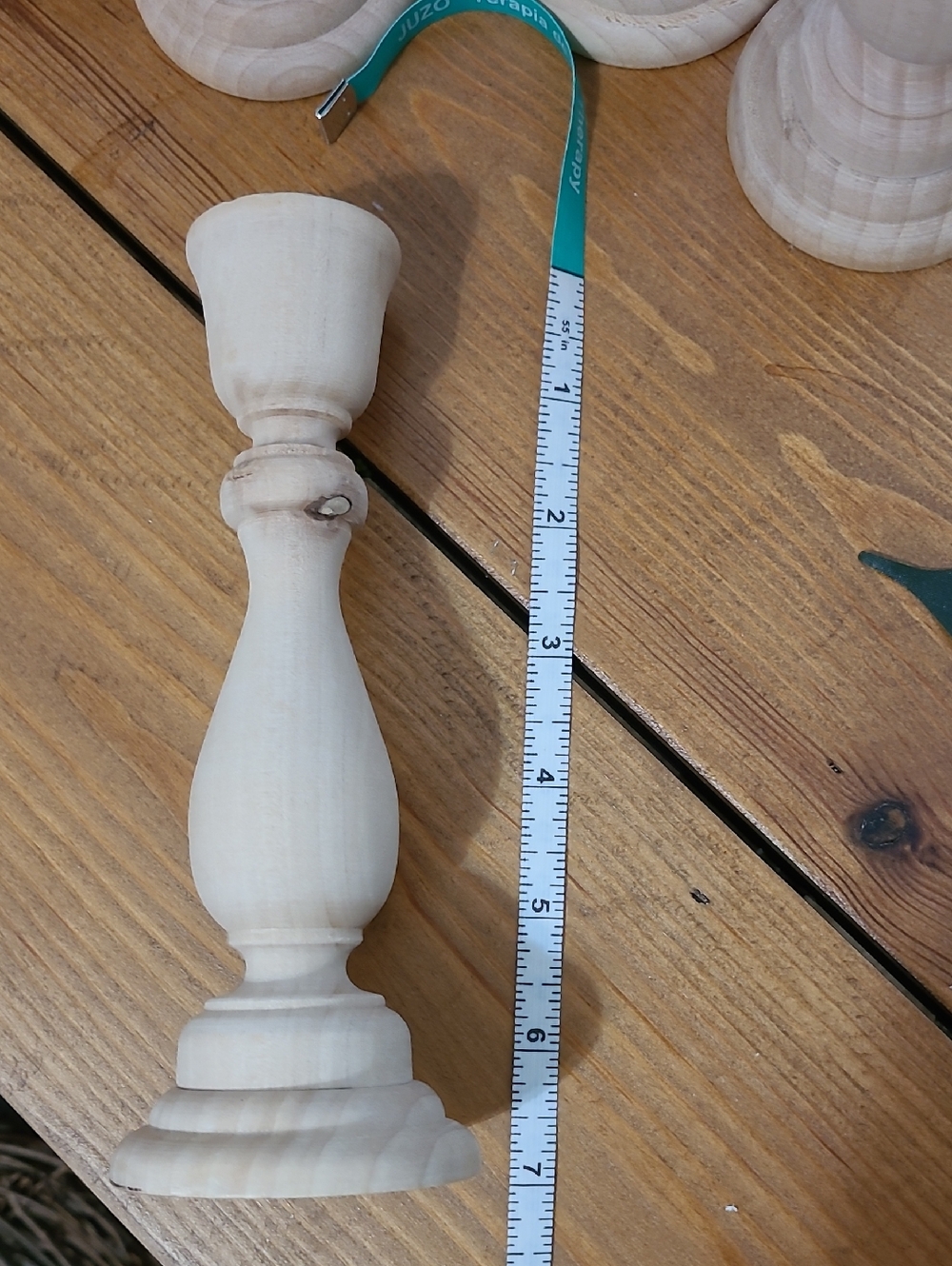 4 Natural Wood Candlesticks - Picture 2 of 2